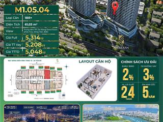 Căn 1pn+ 61m2 view sông hàn + biển + pháo hoa trung tâm đà nẵng giá chỉ từ 5,0 đồng the
