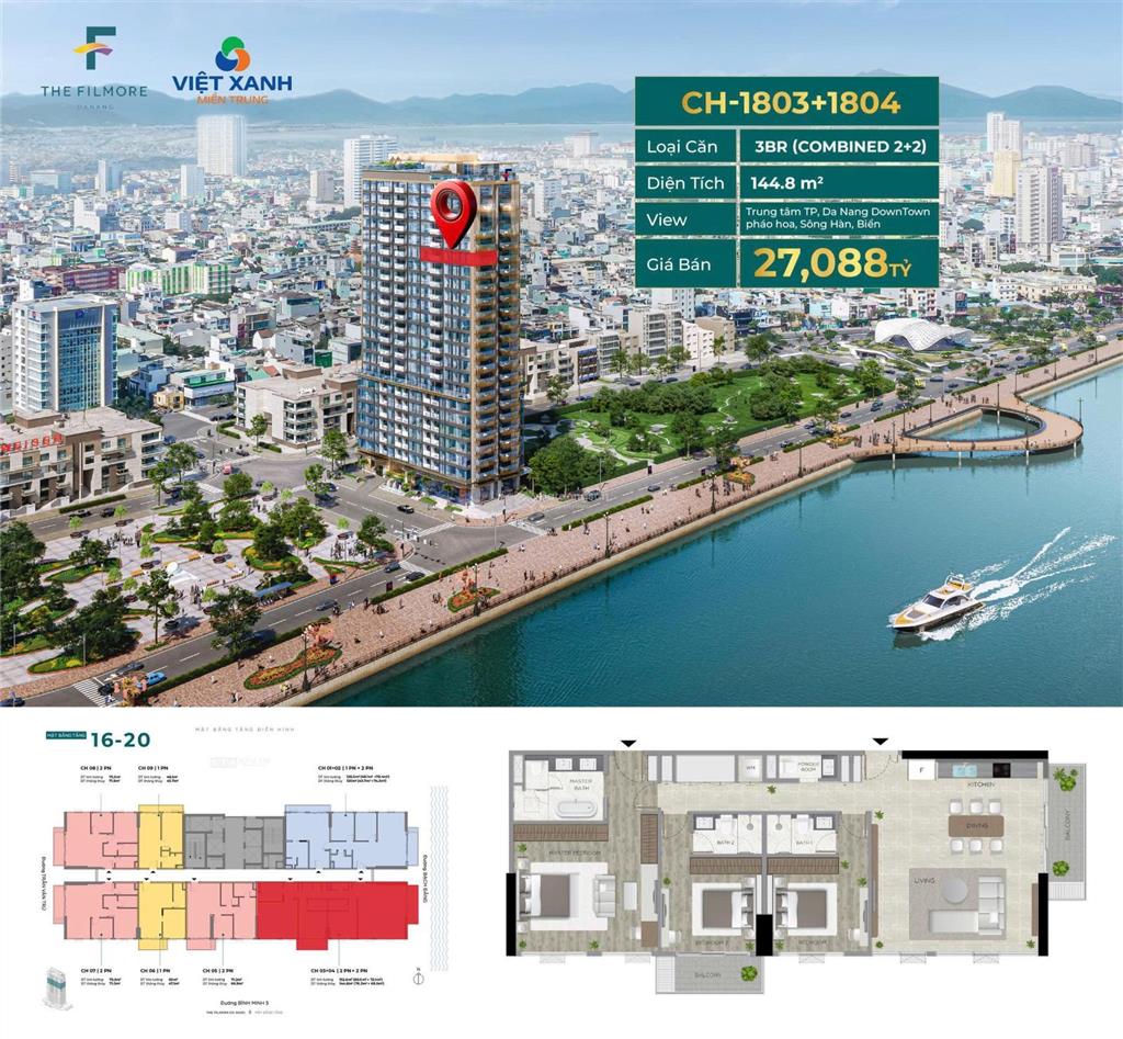 Bán căn hộ chung cư tại the filmore da nang, 27 tỷ, 144 m2, giá siêu hời!