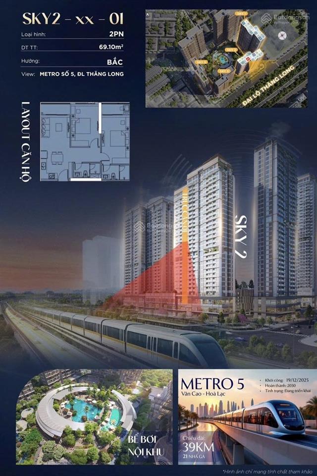Hiếm! căn 2pn view trực diện metro 5 imperia sky park