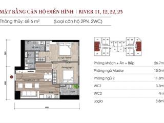 Bán nhanh căn 2pn2vs 68m2 toà river. giá 4.350 săn sổ