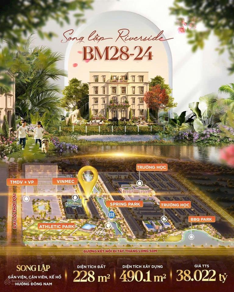 Bán biệt thự song lập 228m2 view công viên tại vin đan phượng 38,1 tỷ htls 0% trong 24 tháng