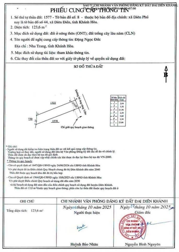 Cần bán lô đất mặt tiền mẫu 7 diên phú, diên khánh