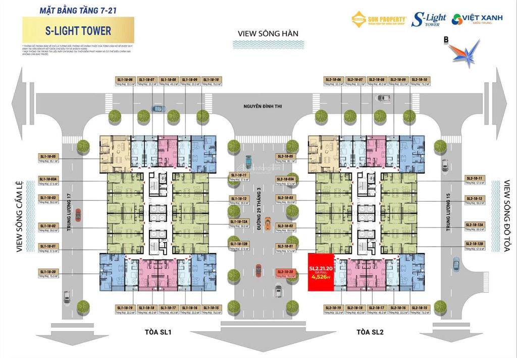 Độc quyền căn góc 2pn slight tower giá tốt  tầng 21 view sông hàn thoáng, chỉ từ 3,726 tỷ