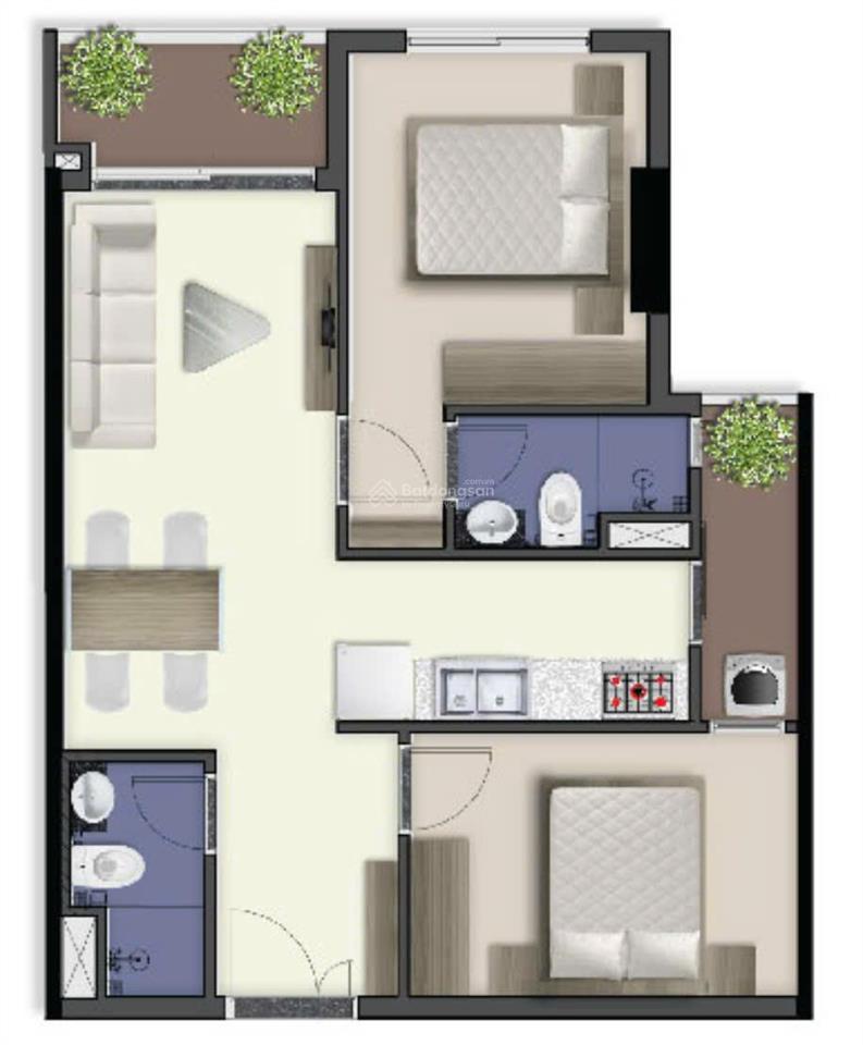 Hoan nghênh hợp tác, 2pn, 67m2, nhà có máy lạnh, rèm và máy nước nóng giá 3,95 tỷ