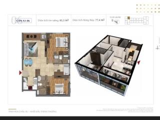 Bán căn hộ ot 2pn + 1 phòng làm việc sunshine sky city quận 7, 77m2, nội thất đầy đủ, giá 6.1 tỷ