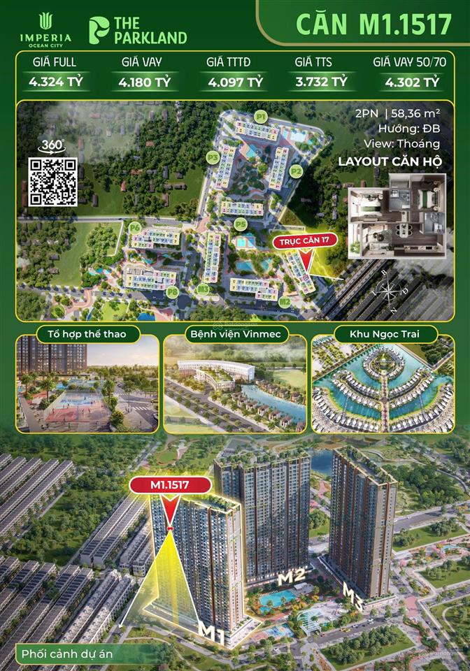 Chỉ 1 căn duy nhất view trực diện đảo ngọc trai giá tốt the parkland imperia ocean city