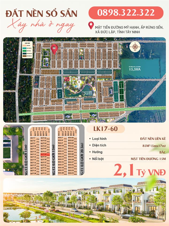 Đất nền sổ sẵn, gần trung tâm cụm khu công nghiệp Đức Hòa, chỉ từ 2,1 tỷ/nền