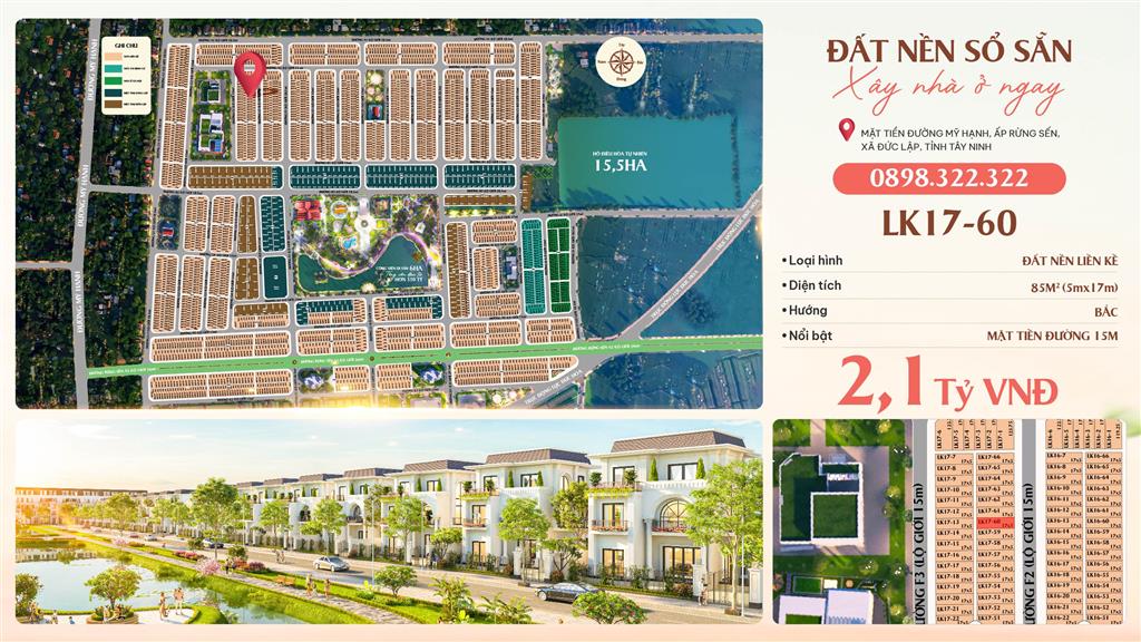 Đất nền Đức Hòa, Long An chỉ 2.1 tỷ, pháp lý sạch, sổ hồng riêng