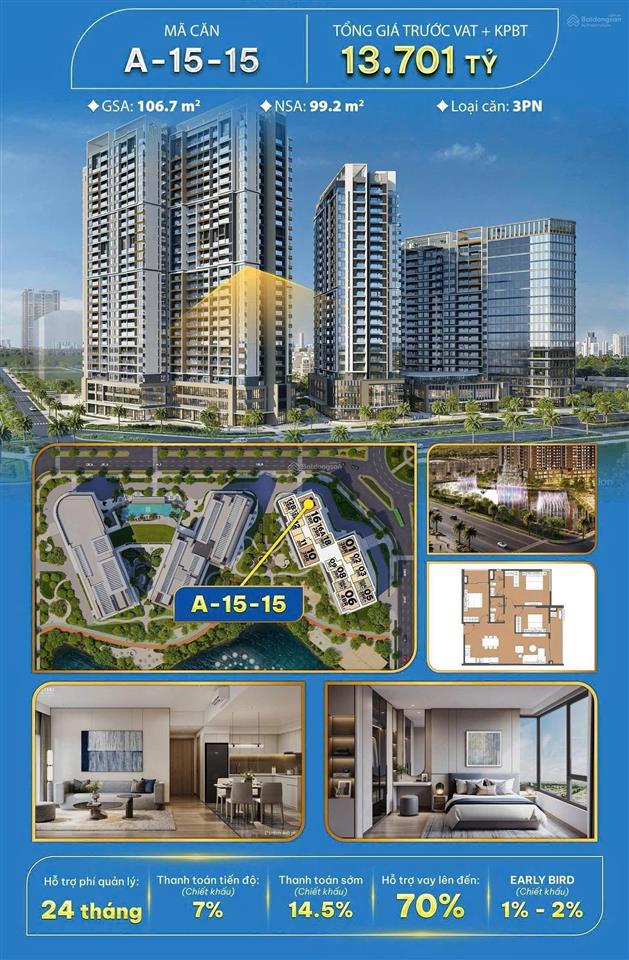 3pn masteri cosmo central 106.7m2  view công viên thoáng  căn đẹp a1515