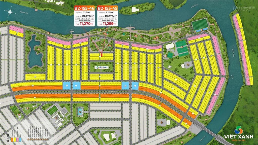 Bán cặp đất đầm sen 22 tỷ, 225m2 tại khu đô thị nam hòa xuân, đà nẵng