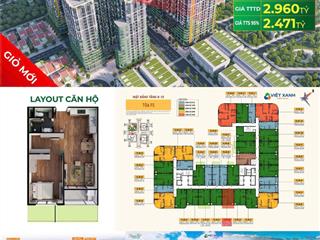 Căn hộ sân vườn f51523 tầng 15 chỉ 2.471tỷ (46tr/m2), tt 25% 750tr sở hữu ngay, miễn lãi 30 tháng