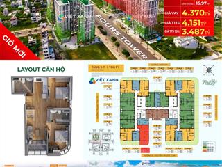Sở hữu căn hộ 2pn f10715 fours tower  tặng sân vườn riêng 16m2 giá chỉ từ 3.4 tỷ