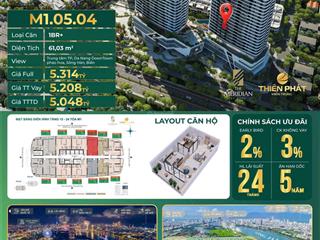[hàng hiếm] căn 1pn + 60m2 m1.05.04 the meridian đà nẵng  view trực diện danang downtown