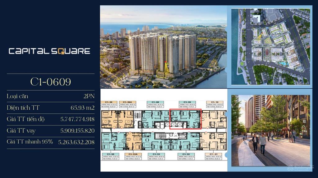 Căn hộ c109 view sông hàn  capital square 2pn 65.93m² chỉ 5.26 tỷ  sổ hồng lâu dài