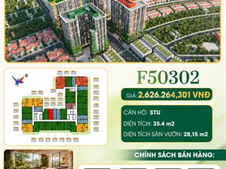 Căn hộ studio 63,55m2 với ban công sân vườn gần 30m2 tts 95% chỉ còn 1.99 tỷ duy nhất trong tháng 5