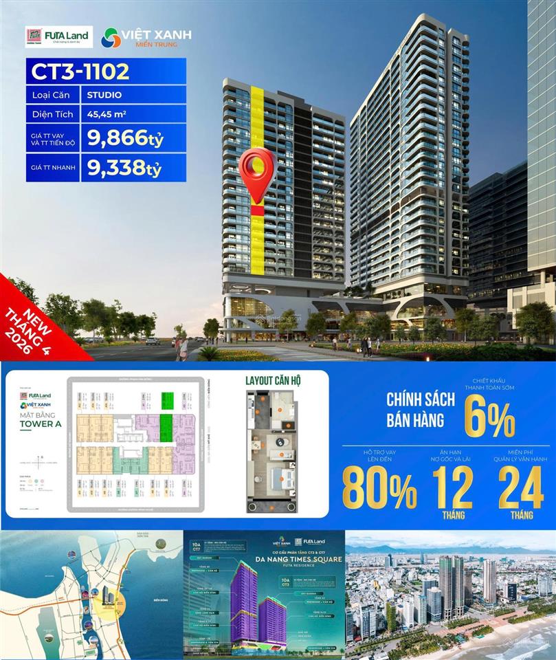 Căn studio tầng 11 view biển  tâm điểm du lịch  1 bước đến bãi biển đẹp nhất hành tinh