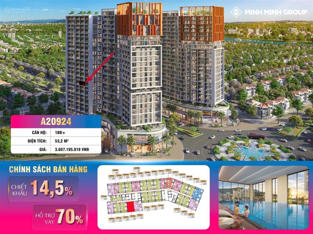 3.1 tỷ sở hữu căn 1pn+ cora tower trung tâm hoà xuân a20924, miễn lãi vay 30 tháng, vốn tự có 1 tỷ