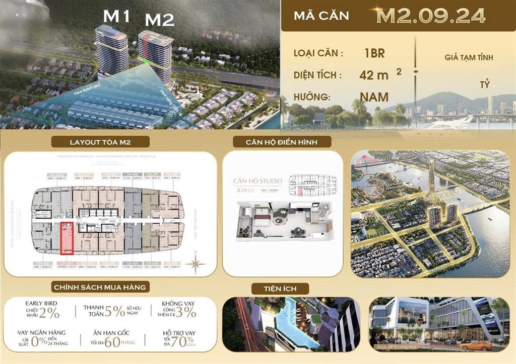 Duy nhất 1 căn studio đẹp nhất & giá tốt nhất hiện tại tại the meridian đà nẵng 42m² chỉ 3.6 tỷ