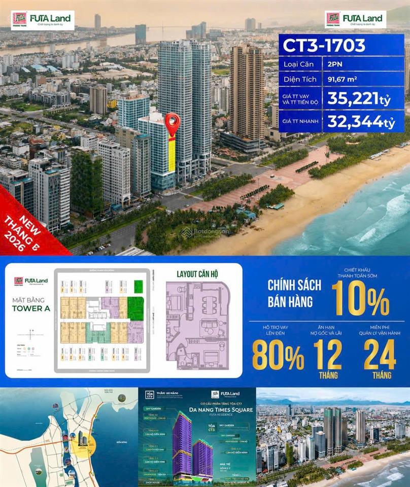 Vip căn góc 2pn mặt biển ct31703 ocean panorama times square đà nẵng sở hữu vĩnh viễn