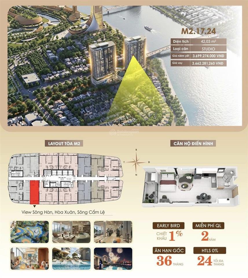 M2.17.24 studio tầng 17 the meridian tầm view triệu đô ôm trọn sông  ht vay 70% miễn lãi 24 tháng