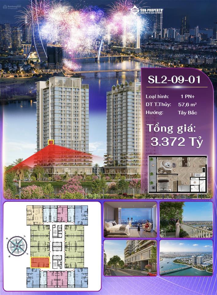 Căn 2pn sl20901 slight tower  view chéo sông hàn view nội khu 2.74 tỷ  ht vay miễn lãi 24 tháng