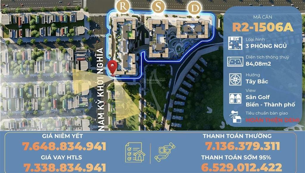 Căn góc 3pn newtown diamond view biển,sân golf r2 1506a 84,08m² chiết khấu tiền mặt 310 triệu đồng
