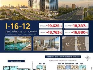 Siêu phẩm căn góc 3pn the legend đà nẵng view triệu đô cầu rồng 3pn 106,8m2 16,880 tỷ