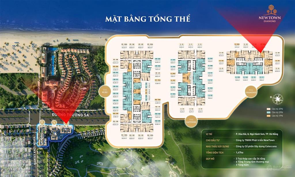 1pn newtown diamond đà nẵng view trực diện biển chỉ 2,8 tỷ (suất quà tặng 280 triệu)