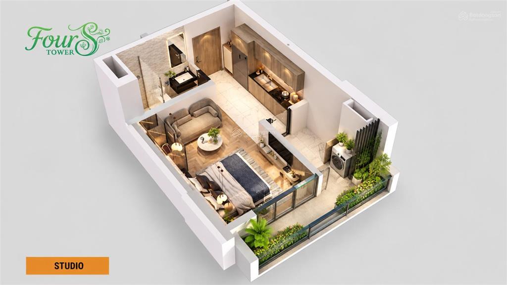 Studio tầng cao f2 fours tower giá hời giỏ hàng 30,1 m2 chỉ 1,590 tỷ