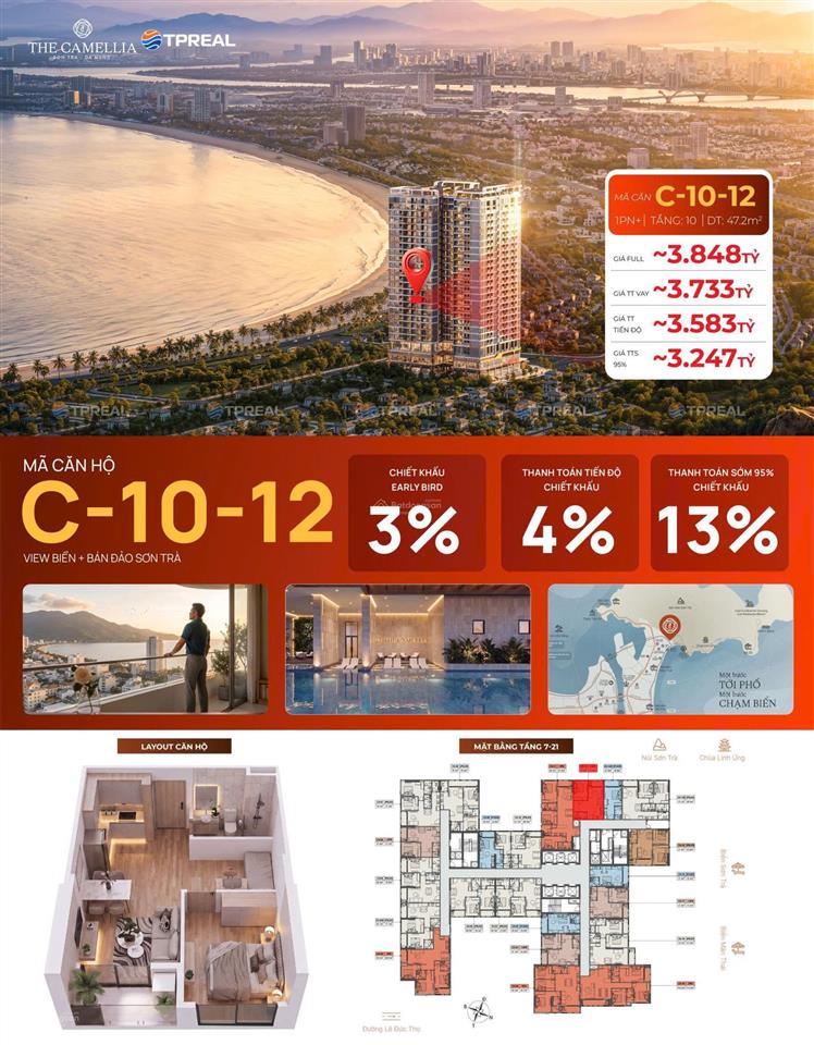 3,2 tỷ sở hữu ngay căn 1.5 pn the camellia view bán đảo sơn trà  sổ lâu dài  cách biển 200m