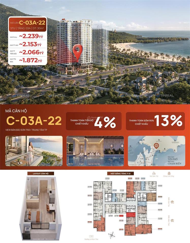 Trục căn studio giá hời dự án the camellia sơn trà  chỉ 1.87 tỷ  quà tặng vàng 58 triệu