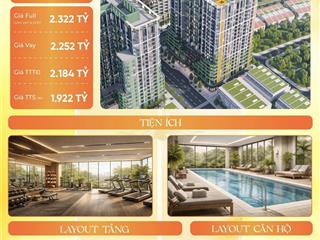 Căn 1pn giá hời bảng hàng f21501 four tower 1,922 tỷ 41,8 m2, ck 19%, ht vay 70%, miễn lãi 24 tháng