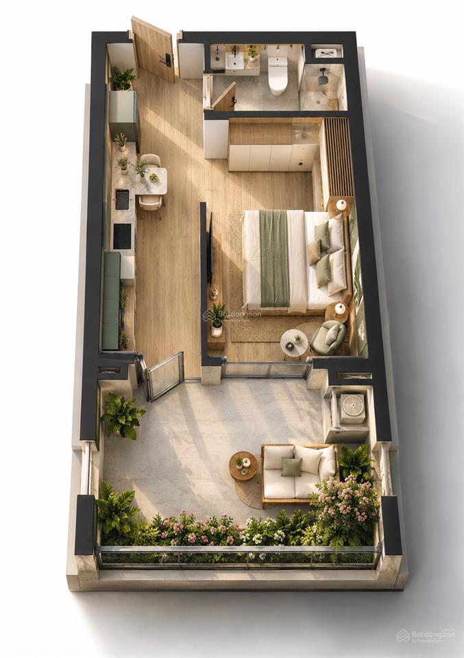 Studio sân vườn f20511 fours tower 30,4m² + sân vườn 13m²  tts chỉ 1,92 tỷ  vay 70% miễn lãi 24th