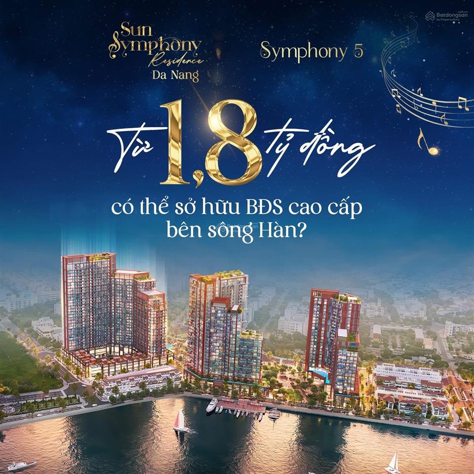 Studio sun symphony 5  30,1m2 view biển , thanh toán sớm chỉ 1,93 tỷ  tặng gói nội thất 140 triệu