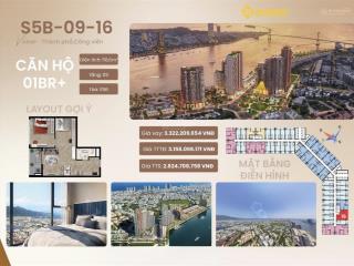 Căn hộ 1pn+ s5b0916 sun symphony view thành phố, công viên chỉ 2,82 tỷ, dt 50,6m2