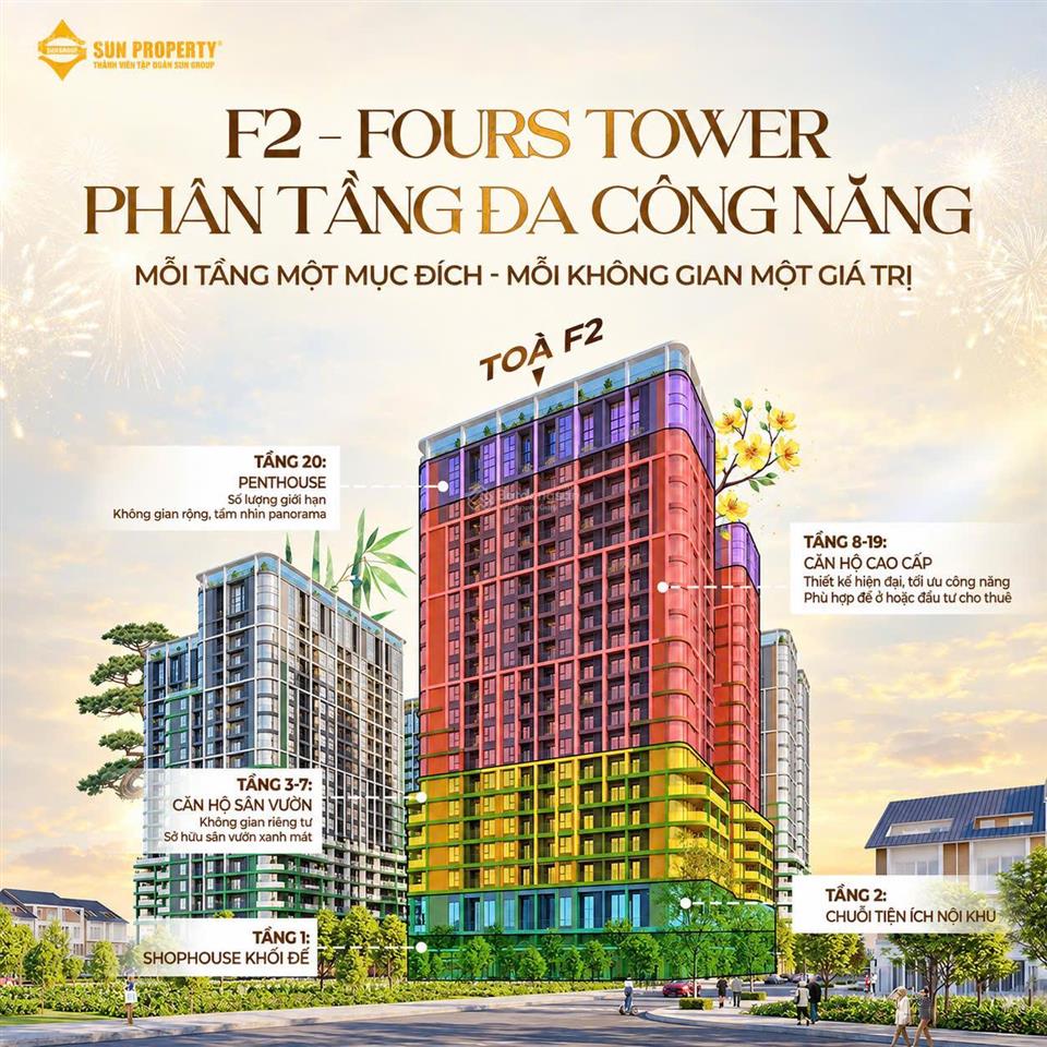 Studio f20703a sân vườn view sông f2 fours tower 30,5m2+sân vườn 8,6m2 tts chỉ 1,989 tỷ