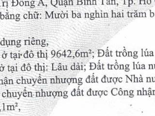 Bán đất tại tây lân, bình trị đông a, bình tân, 350 tỷ, 13.276m2, chính chủ giá tốt