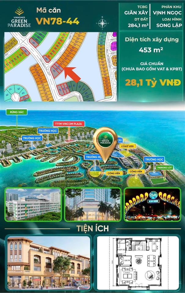 Vịnh ngọc cần giờ  song lập 284m2 siêu phẩm nghỉ dưỡng 28,1 tỷ