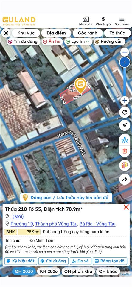 Bán đất 2 góc mặt tiền, nở hậu, dt 76.5m2 sổ hồng riêng, có sẵn nhà cấp 4. chỉ 4 tỷ. 0777 066 ***