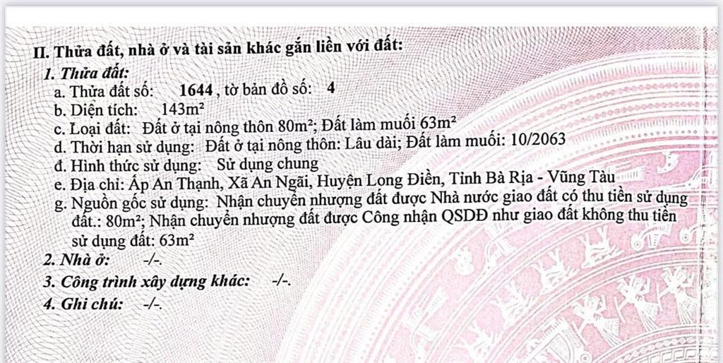 Bán đất 2 mặt tiền tỉnh lộ 44a, gần gold coast vũng tàu