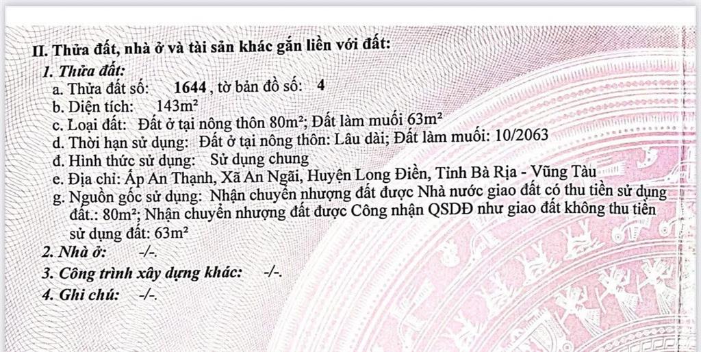 Tôi chính chủ cần bán 3 lô đất liền nhau mặt tiền tỉnh lộ 44a đi khu du lịch long hải.
