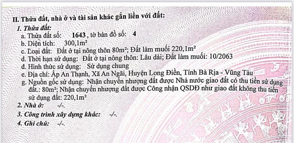 Tôi chính chủ cần bán 3 lô đất liền nhau mặt tiền tỉnh lộ 44a đi khu du lịch long hải.