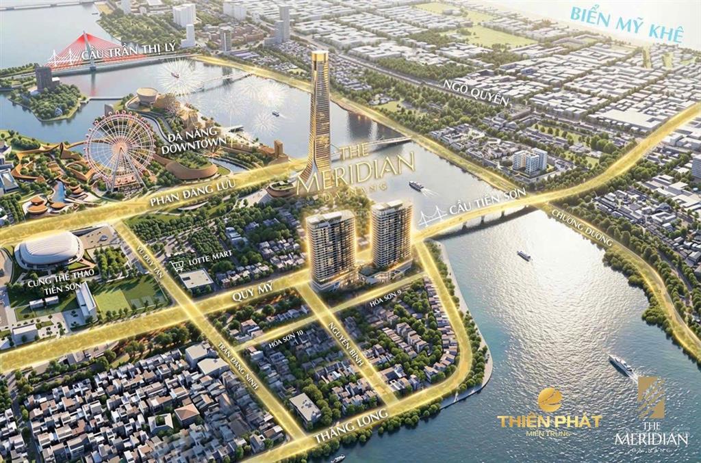 Căn góc 2 pn tầng cao the meridian view trực diện sông hàn, pháo hoa quốc tế, biển mỹ khê