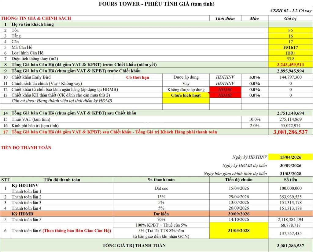 Độc quyền căn 1pn+ tầng cao sun fours tower, tòa f5, trục 17, hàng cđt sun group