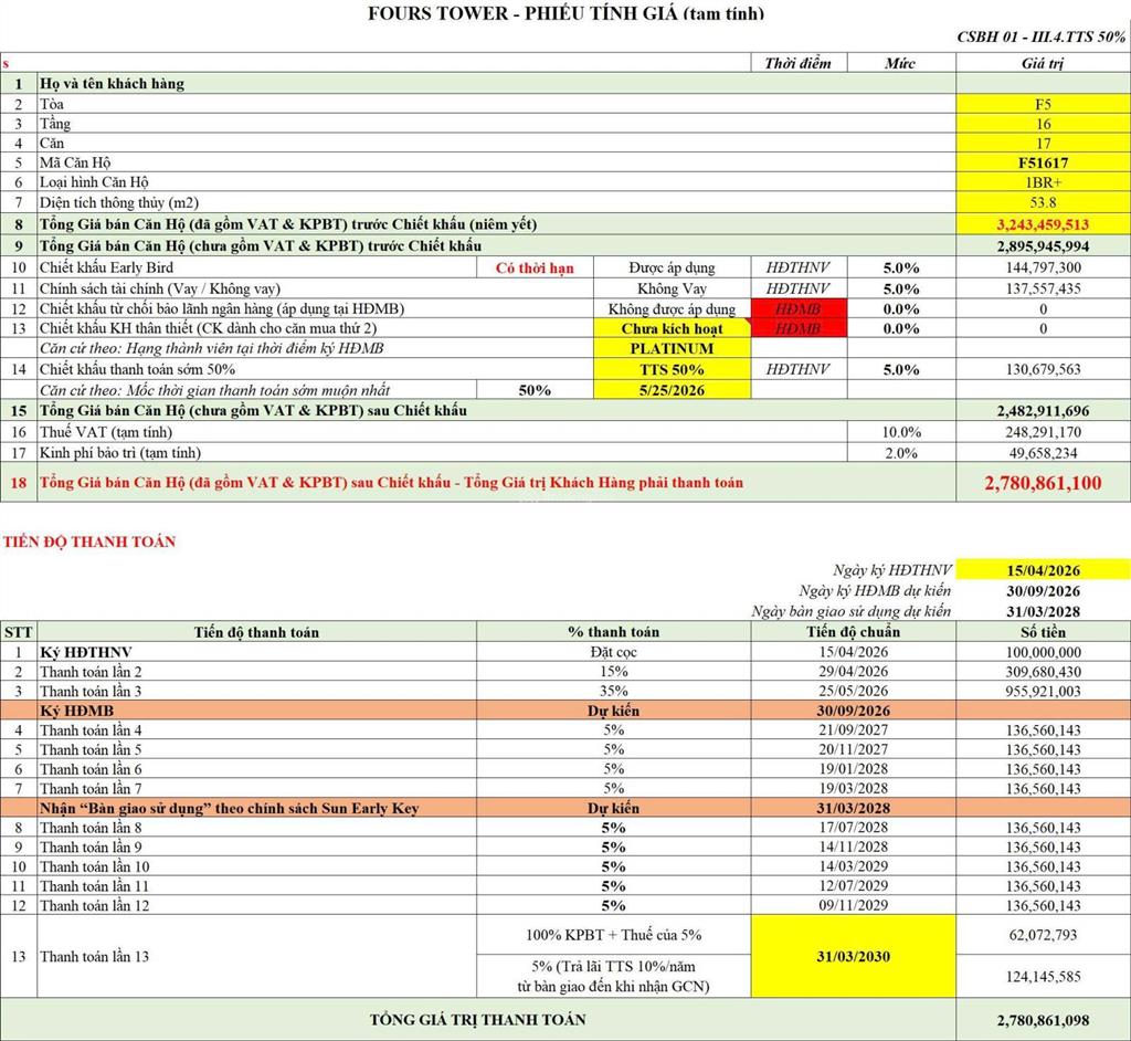 Độc quyền căn 1pn+ tầng cao sun fours tower, tòa f5, trục 17, hàng cđt sun group