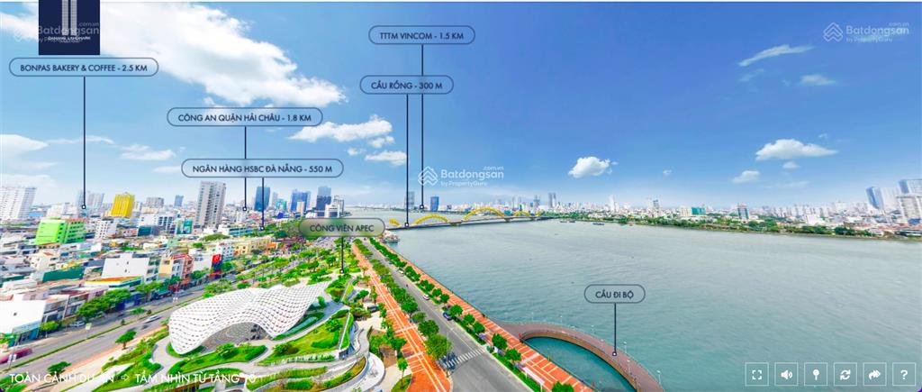 Land mark đà nẵng nhỉnh 6 tỷ cầu rồng đà nẵng. view sông hàn