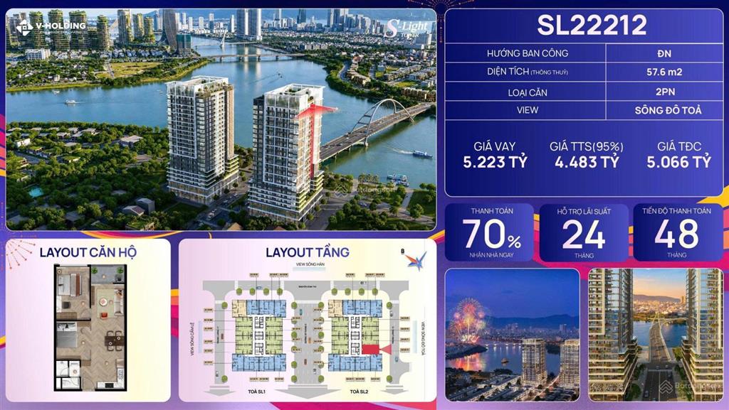 3 tỷ 02 (giá 70%) đã sở hữu penthouse view sông siêu đẹp đà nẵng penthouse lời nhì đà nẵng
