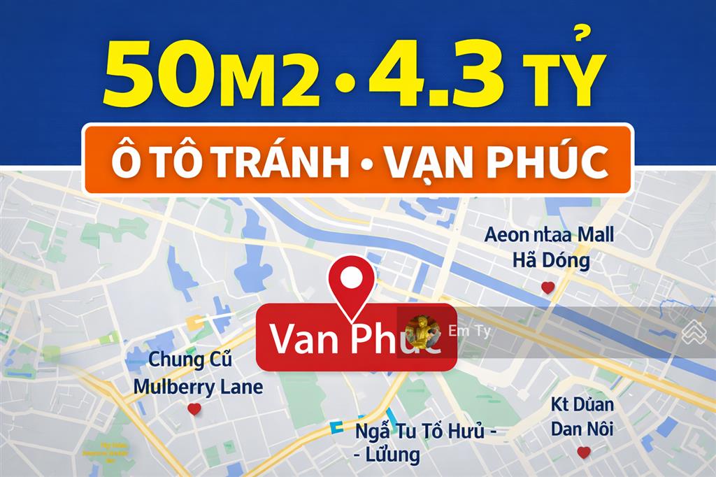 Chính chủ bán đất vạn phúctrước nhà 2 ôtô tránhvỉa hè kinh doanhhàng xóm quan chứcdt50mgiá4tỷ3
