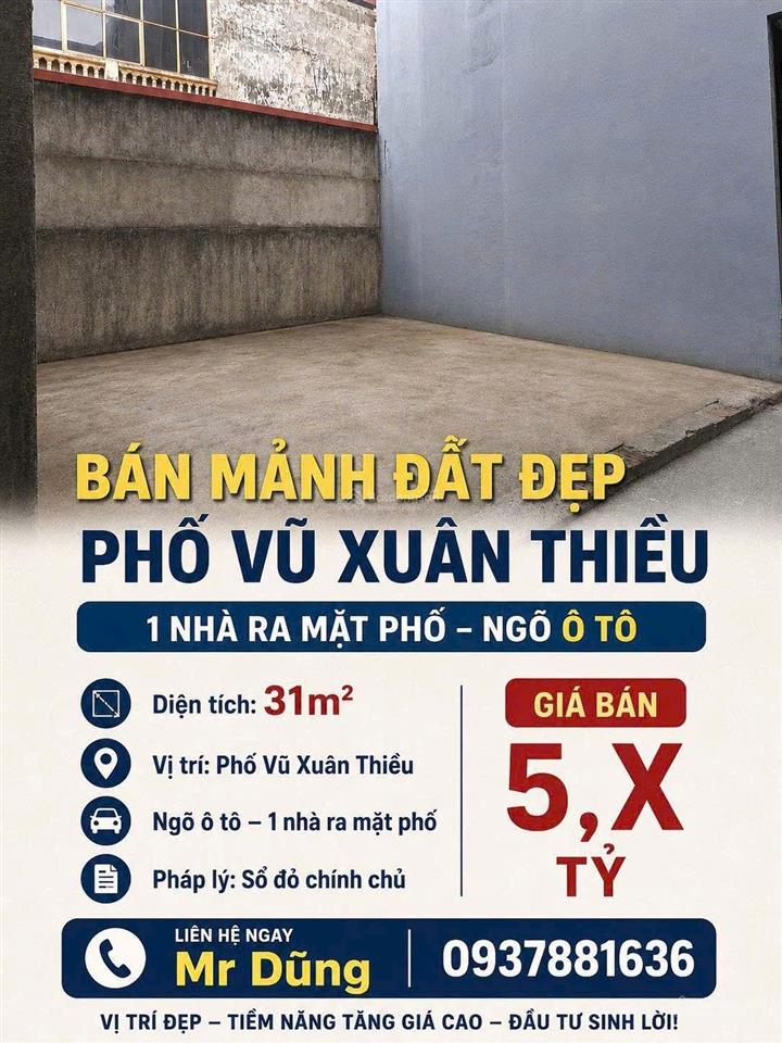 Hiếm! bán đất 31m² phố vũ xuân thiều đang mở rộng 22m, 1 nhà ra mặt phố, ngõ ô tô thông