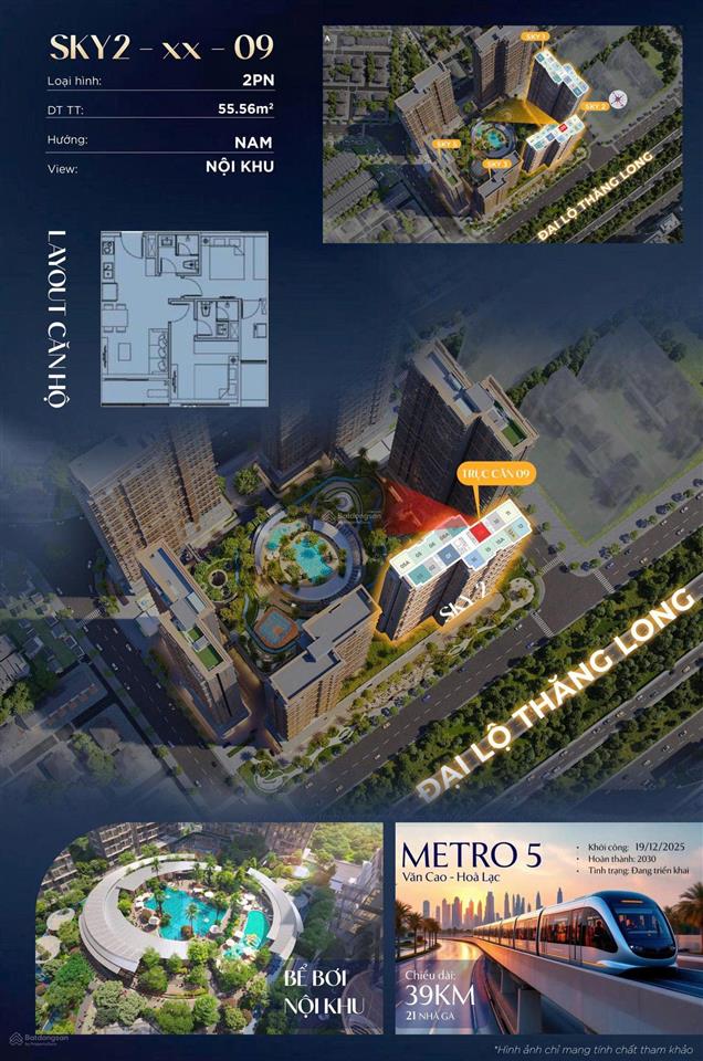 Giỏ hàng hiếm sky2  2pn 55,6m2 view nội khu thoáng đẹp tầng cao giá chỉ 4,9 tỷ